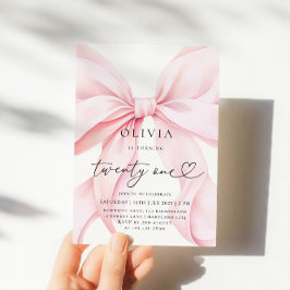 Convite Pink Bow 21st Birthday Party