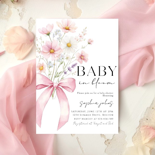 Convite Pink Bow Baby in Bloom Girl Baby Shower (Criador carregado)