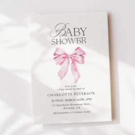 Convite Pink Bow Baby Shower Invitation