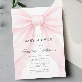 Convite Pink Bow Baby Shower Invitation 🎀💕