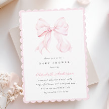 Pink Bow Baby Shower Invitation