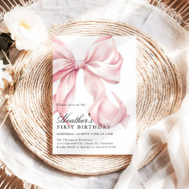 Convite Pink Bow Birthday Party Coquette Bow