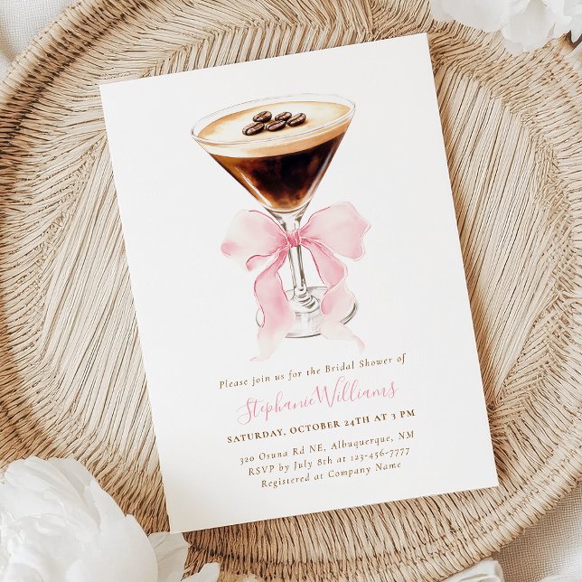 Convite Pink Bow Coffee Bridal Shower (Criador carregado)