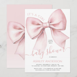 Convite Pink Bow Coquette It's a Girl Baby Shower