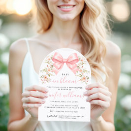 Convite Pink Bow Floral Coquette Baby in Bloom Shower