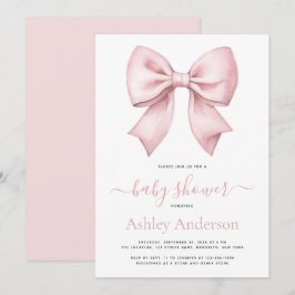 Convite Pink Bow Girl Baby Shower