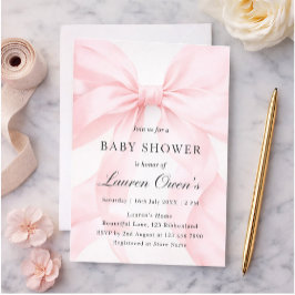 Convite Pink Bow Girl Baby Shower
