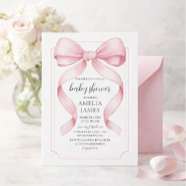 Convite Pink Bow Girl Baby Shower