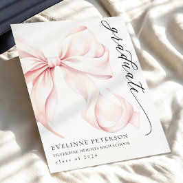 Convite Pink Bow Girl Graduation Invitation