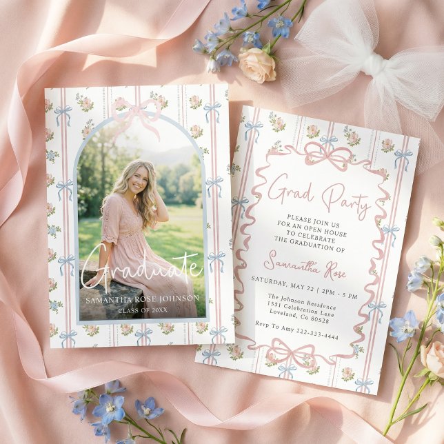 Convite Pink Bow Graduation (Criador carregado)
