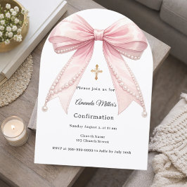 Convite Pink bow pearls girl elegant Confirmation Arch
