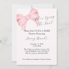 Convite Pink Bow Tying the Knot Bridal Shower Invitation -