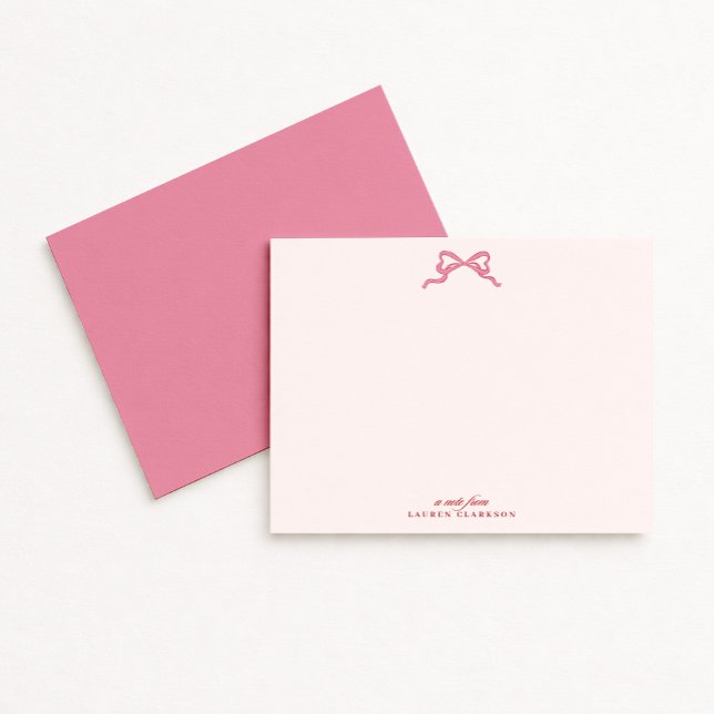 Convite Pink Bow Valentine’s Day Note Card (Criador carregado)