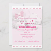 Pink Bows Baby Shower Invitation