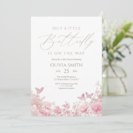 Convite Pink Butterfly Floral Baby Shower