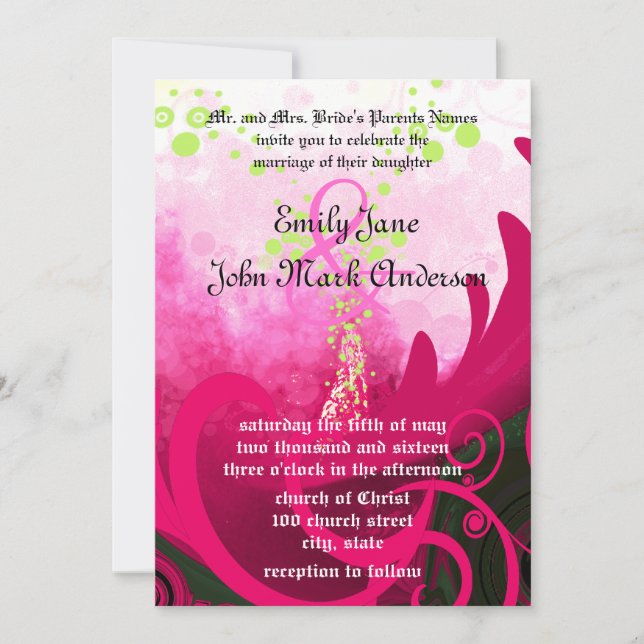 Convite Pink Calla Lily Wedding Invitation (Frente)