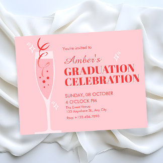 Convite Pink champagne cocktail graduation