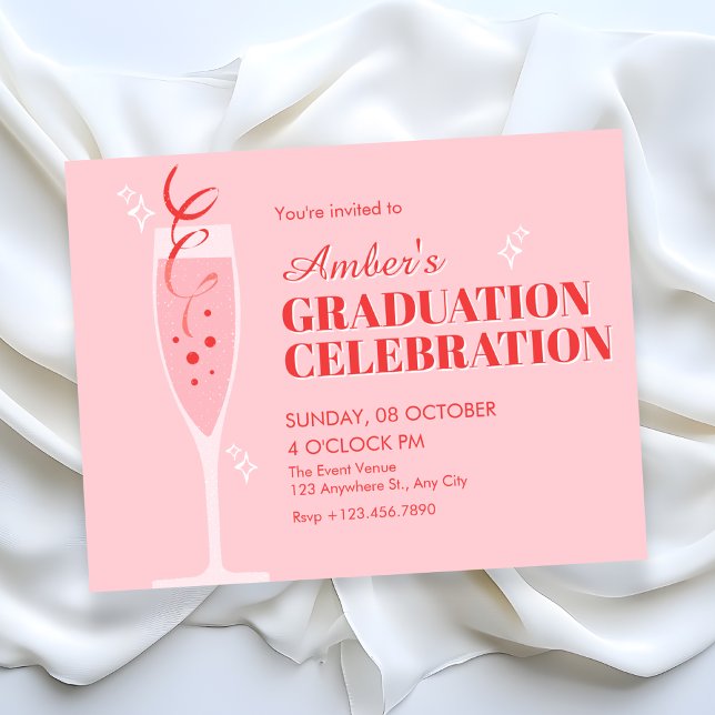 Convite Pink champagne cocktail graduation (Criador carregado)