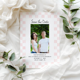 Convite Pink Checkerboard Photo Save the Date
