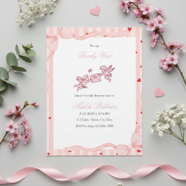 Convite  Pink Cherub Bearly Wait Baby Shower Invitation