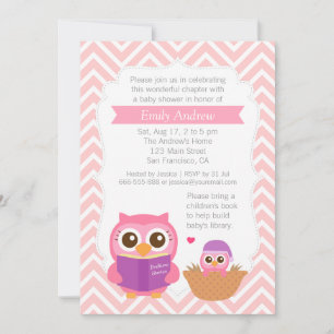 Convite Pink Chevron Book Themed Owen Party