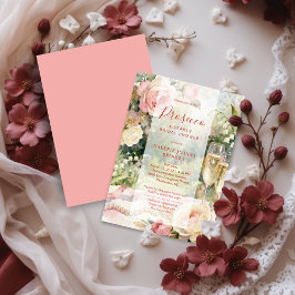 Convite Pink Chic Prosecco & Pearls Glitter Bridal Shower