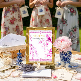 Convite Pink Chinoiserie "Thank You"   Sign