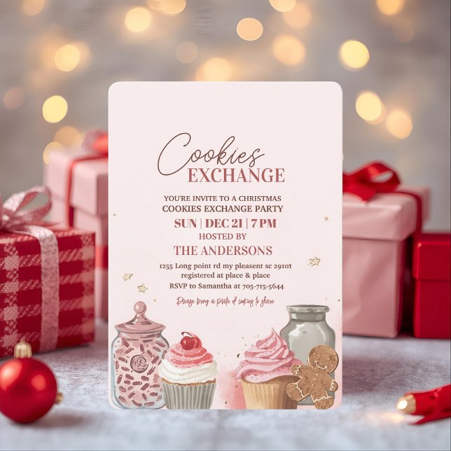 Convite Pink Christmas Cookie Exchange (Criador carregado)