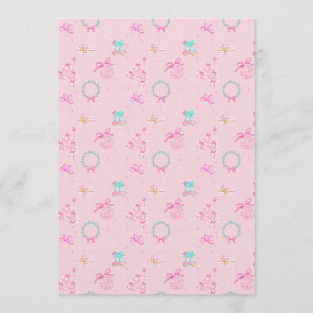 Convite Pink Christmas Coquette Bow Seamless Pattern (Frente)