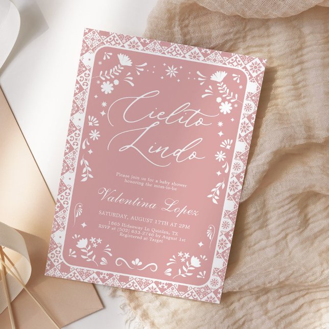 Convite Pink Cielito Lindo Talavera Baby Shower (Criador carregado)