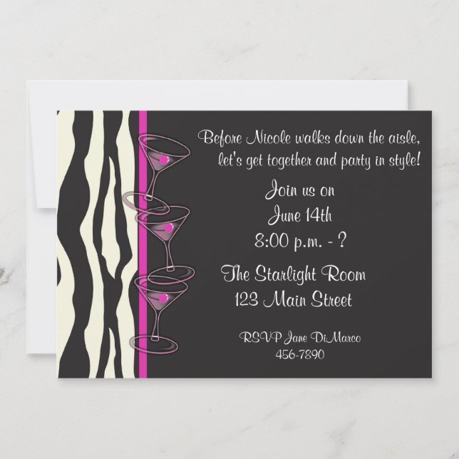 Convite Pink Cocktails Party Invitation (Frente)