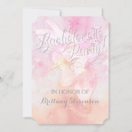 CONVITE PINK COLUMBINE FLOWER WATERCOLOR SLASH WEDDING