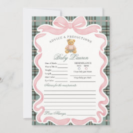 Convite Pink Coquette Bow Bear Girl Advice for Baby Card