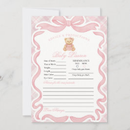 Convite Pink Coquette Bow Bear Girl Advice for Baby Card