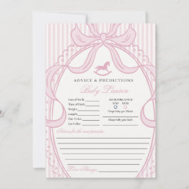 Convite Pink Coquette Bow Rocking Horse Baby Advice Card