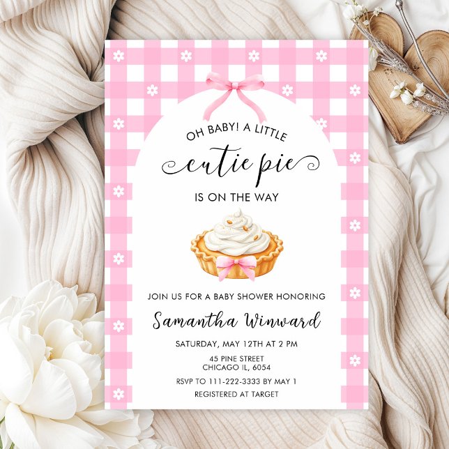 Convite Pink Coquette Cutie Pie Baby Shower (Criador carregado)