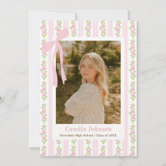 Convite Pink Coquette Floral Graduation Invitation