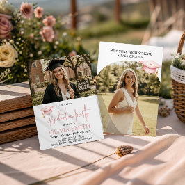 Convite Pink Coquette Graduation Photo Invitation