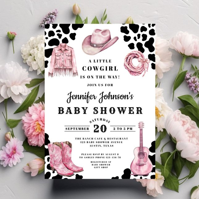 Convite Pink Country Cowgirl Baby Shower (Pink Country Cowgirl Baby Shower Invitation)
