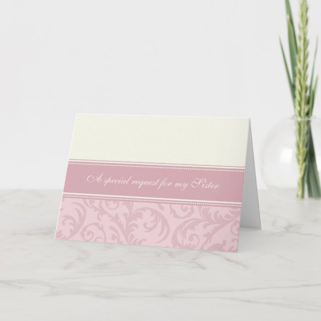 Convite Pink Cream Sister Bridesmaid Invitation Card (Frente)
