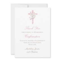 pink cross Holy Spirit thank you card