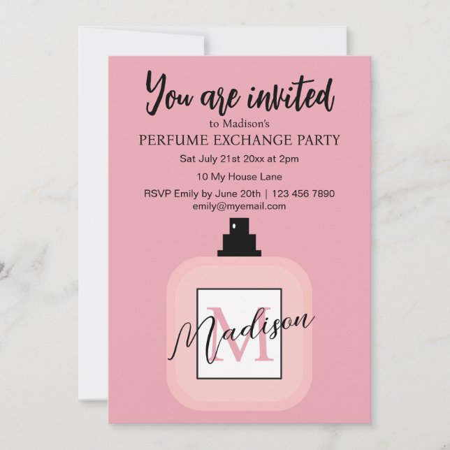 Convite Pink Custom Perfume Exchange Party (Frente)