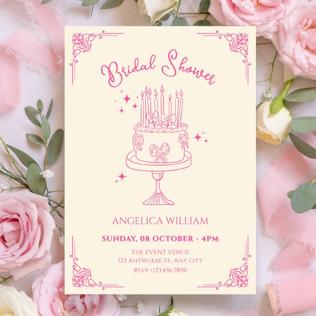 Convite Pink cute cake bridal shower (Criador carregado)