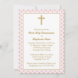 Convite Pink da comunidade com Bolinhas Douradas