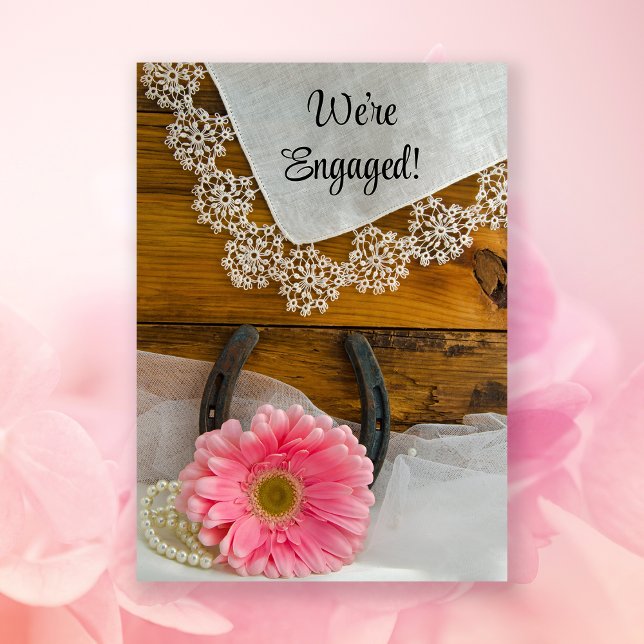 Convite Pink Daisy and Lace Western Engagement Party (Criador carregado)