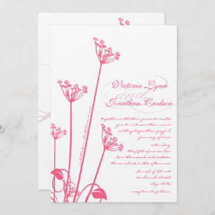 Convite Pink Dandelion Wildflower Invitation