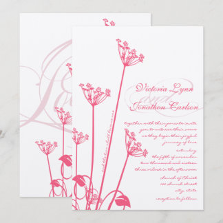 Convite Pink Dandelion Wildflower Invitation