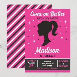 Convite Pink Doll Besties Fashion Party Birthday 