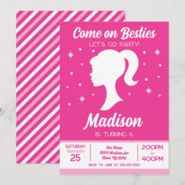 Convite Pink Doll Besties Fashion Party Birthday 