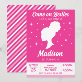 Convite Pink Doll Besties Fashion Party Birthday 